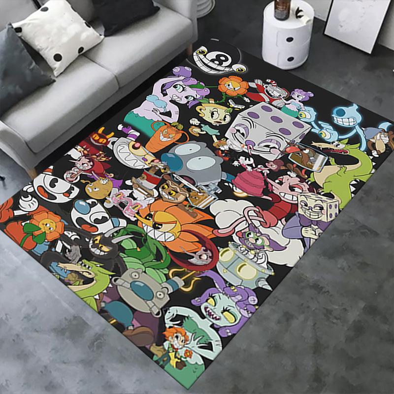 1pc Cuphead",Mugman",Art" Office Carpet Soft Polyester Non slip Machine Washable Indoor Carpet Livin