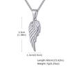 Vintage Silver Color Feather Pendant Necklace for Men Punk Hip Hop Long Chains Half Wing Necklace Stainless Steel Jewelry Gift