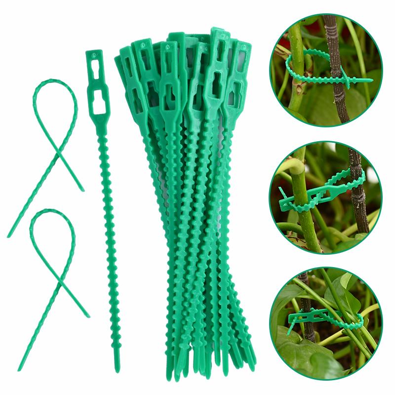 Garden Green Zip Ties Adjustable Plastic Plant Cable Ties Reusable Wire Ties Garden Plant Vine Supports Tomato Clip Fastener