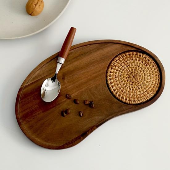 Wooden Serving Tray Cashew Nut Shape Tea Service Tray Artistic Craftsmanship Snacks Desserts Breakfast Dinner Transport Tray
