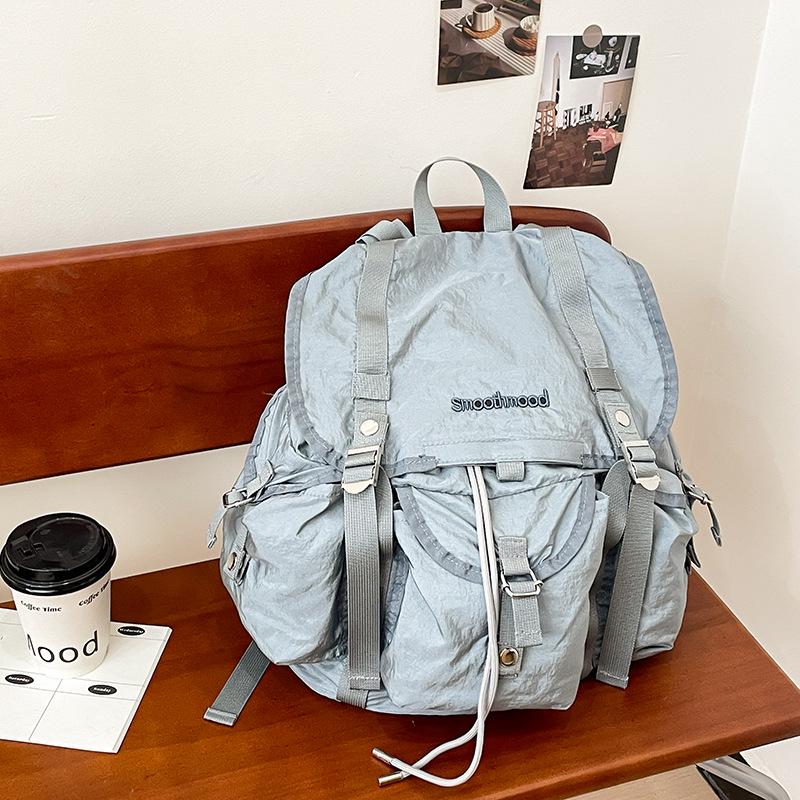 

Korean Casual Pleated Nylon Backpack - 2025 New, Large Capacity, Lightweight, Versatile for Travel синій