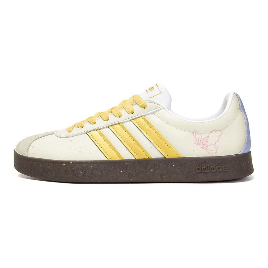 Adidas Neo VL Court 2.0 Leather Slip Resistant Abrasion Resistant Low top Skateboard Shoes Unisex Beige Yellow ID6015(Team746-)