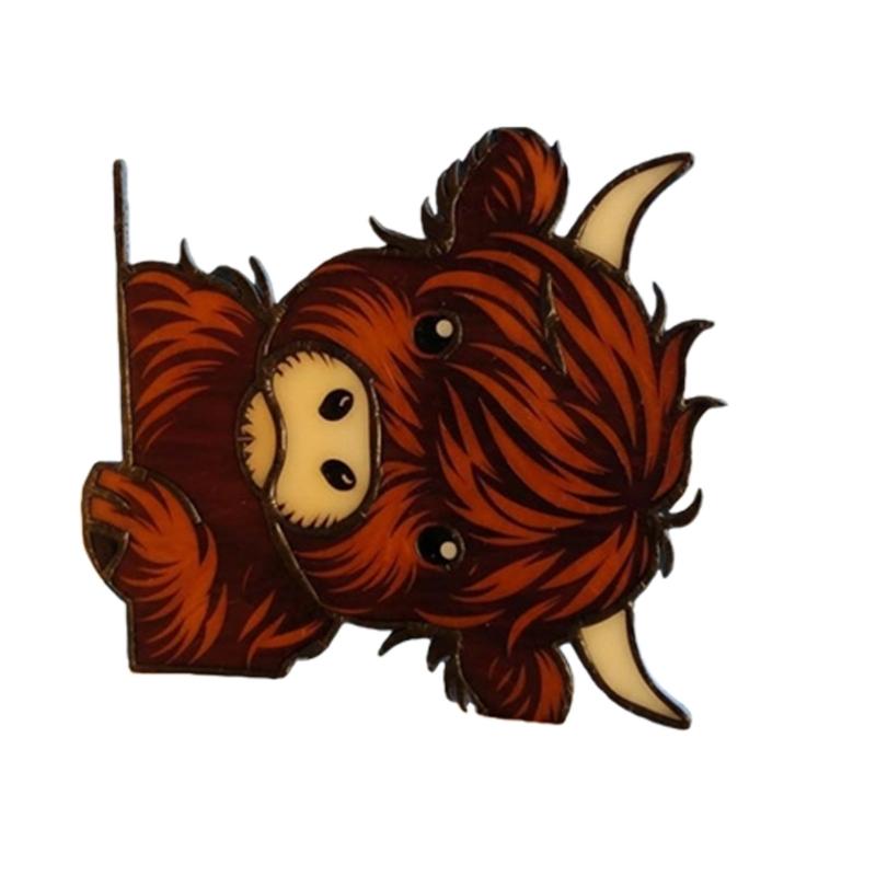 652F Funny Peeping Highlands Cow Window Decorations,Christmas Ornament for Shelf