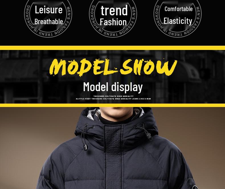 Men's Premium Thermal Insulated Down Jacket - 90% Duck Down, Mid-Length, Thickened Winter Coat