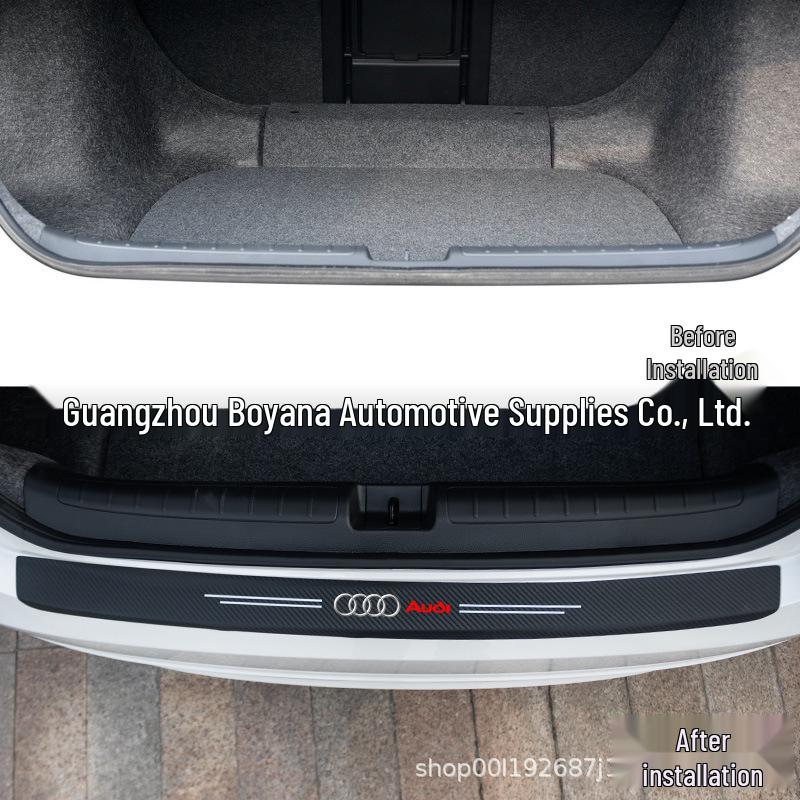 Autocollant de Protection en Cuir Fibre de Carbone pour Coffre de Voiture