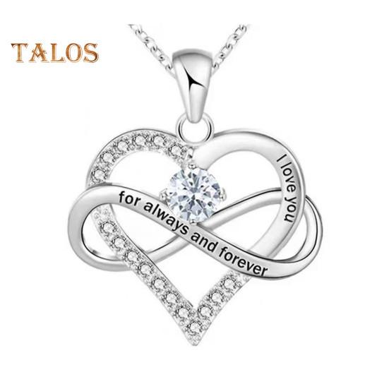 Heart Necklace for Women Romantic I Love You Forever Cubic Zirconia Heart Pendant Necklace for Valentine's Day Anniversary Gift