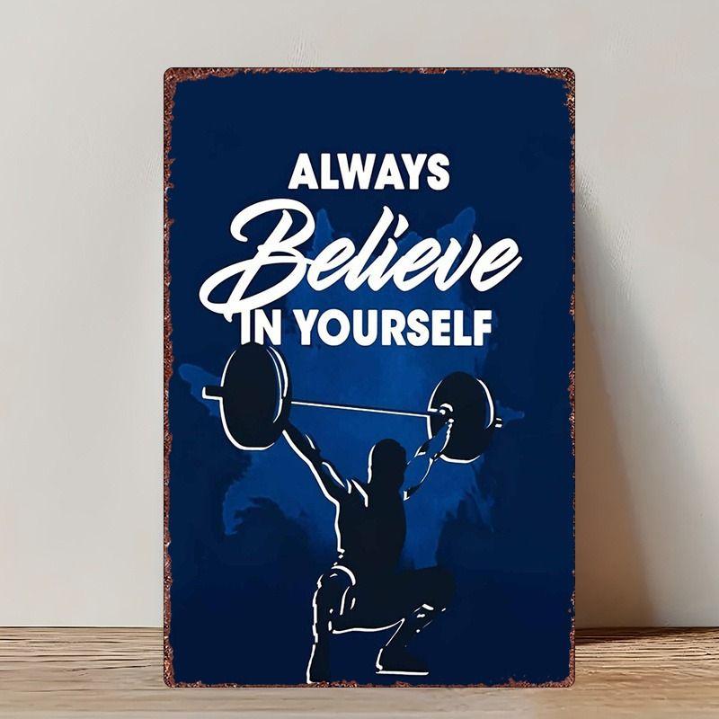 Fitness Motivation Metallblechschild Gewichtheben Fitness Poster Man Cave Garage Heimwanddekor 8x12 Zoll