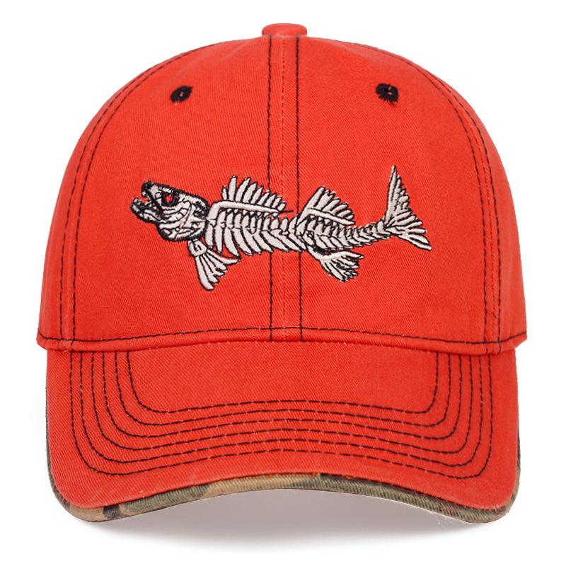 Embroidered Fishbone Baseball Cap Summer Outdoor Sports Sun Protection Duckbill Hat