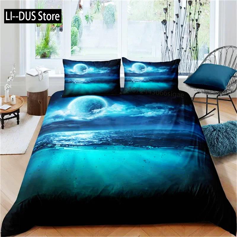 3D Oceaan Golven Beddengoed Set Queen Size Zacht Zomer Zee Strand Dekbedovertrek Set Hawaiiaans Tropische Print Dekbedovertrek Kussenslopen