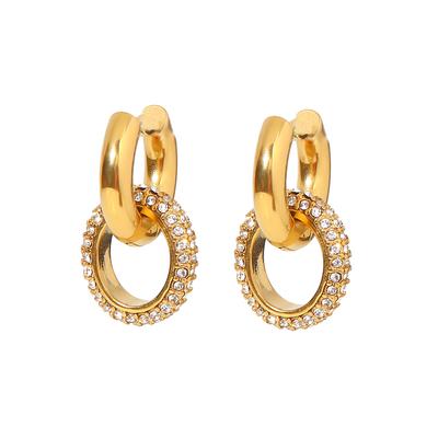 Youthway White Cubic Zirconia Oval Pendant Detachable Earrings Women'S Stainless Steel Gold Plated Jewelry Waterproof