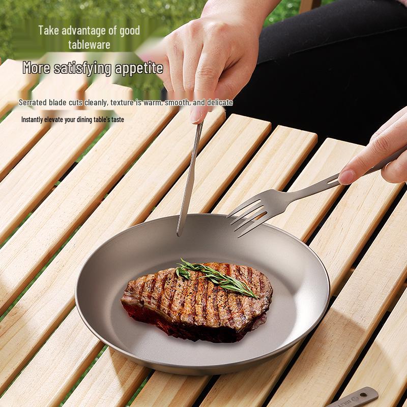 Titanium Cutlery Set: 4-Piece Fork, Spoon, Knife & Chopsticks for Outdoor Camping