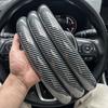 1Pair  Laser Carbon Fiber Silicone Car Steering Wheel Cover 1K Micro Fiber Leather PVC Wheel Booster Cover Non-Slip Universal