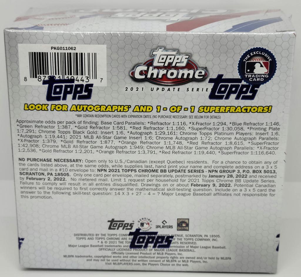 MLB 2021 Topps Chrome Update Baseball Mega Box Topps Chrome Update Baseball Mega Box Карточка Главной лиги бейсбола