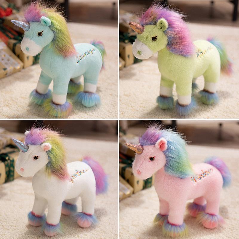 Neue Regenbogen Einhorn Puppe Fliegendes Pferd Puppe Plüschtier Buntes Pony Stoffpuppe