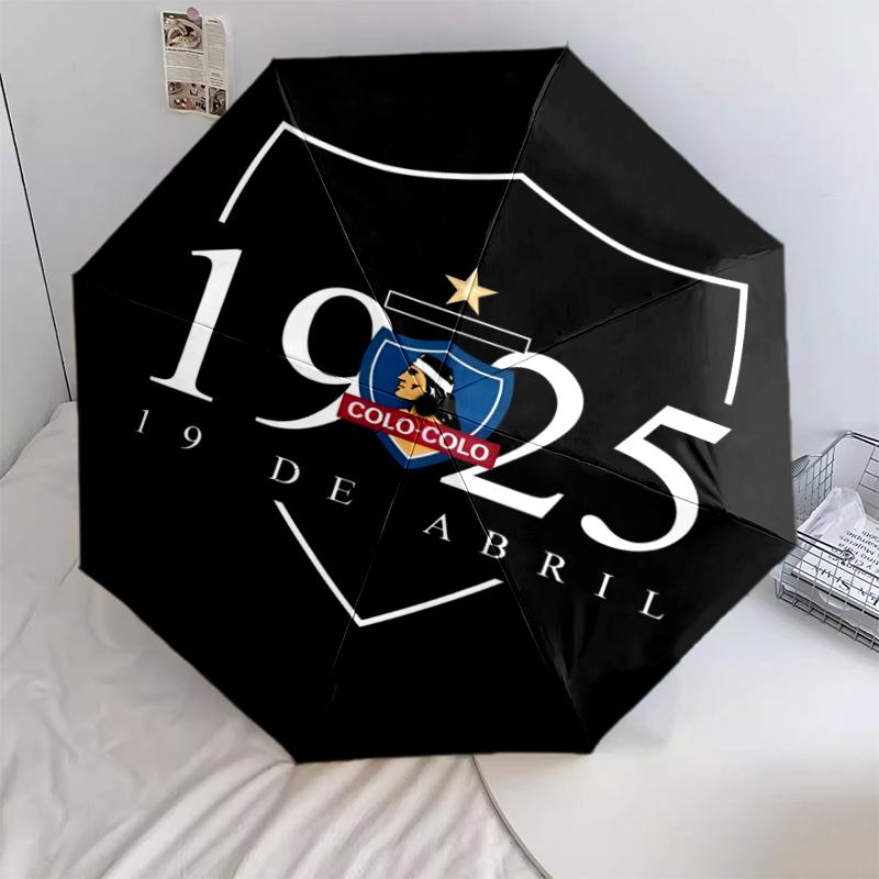 1 PC Automatic Folding Umbrella - Club Social y Deportivo Colo-Colo Pattern, Portable & Foldable Design with 8 Ribs, Christmas Birthday Gifts