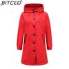 BITCED Autumn/Winter Water-Repellent Hooded Trench Coat Women's Casual Long Coat Loose Fit Plus Size Outdoor Rainwear