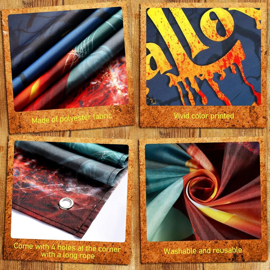 Door Cover Fabric Pumpkin Wearing Witch Hat Door Decoration for Halloween Party Decoration Front Porch Outdoor Window Wall Decor