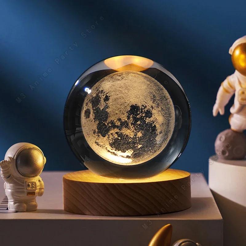 2025 New Bedroom Bedside Table Decoration For Friends Couples Heartfelt Gifts Creative 3D Luminous Crystal Ball LED Night Light