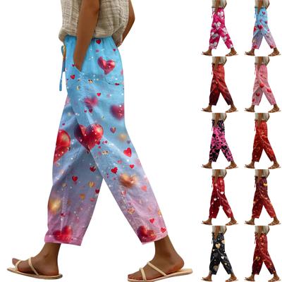 Women's Casual Pants Fashionable Print Drawstring Pockets Elastic Waist Pants