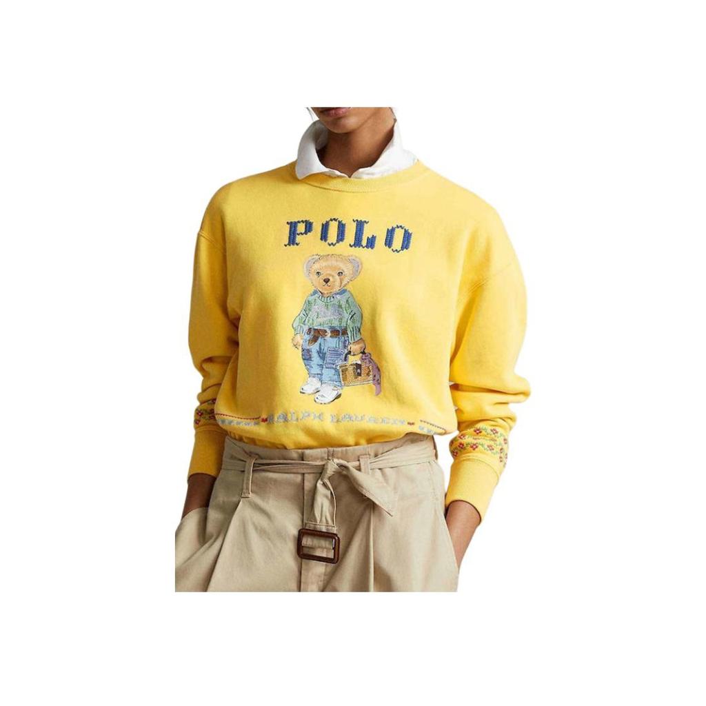 Polo Ralph Lauren FW22 Bear Print Crewneck Sweater Women Sweater Yellow 211872981-001