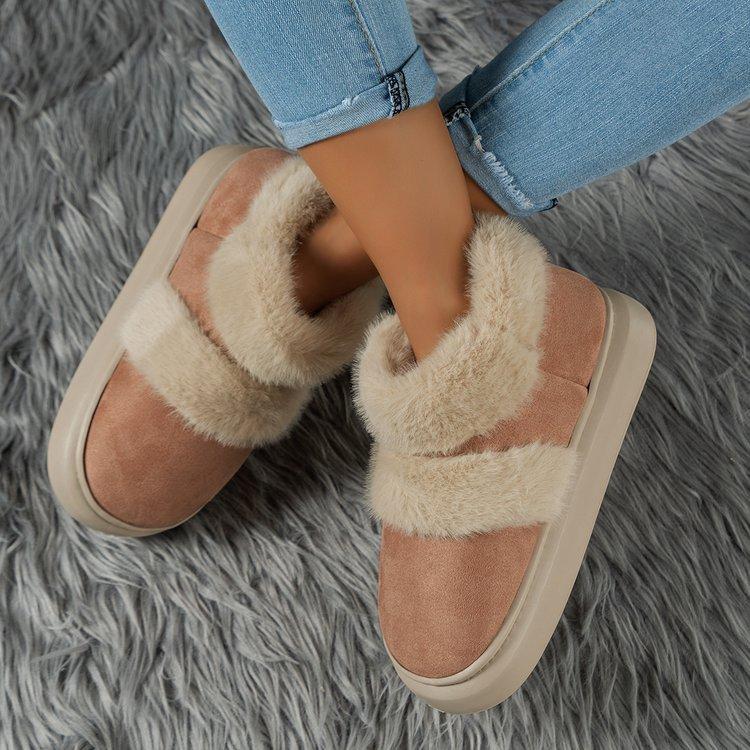 Europe and America Warm Cotton Shoes 2024 Autumn and Winter New Design Feel Thick Sole Cotton Shoes Casual Women's Shoes Trafza