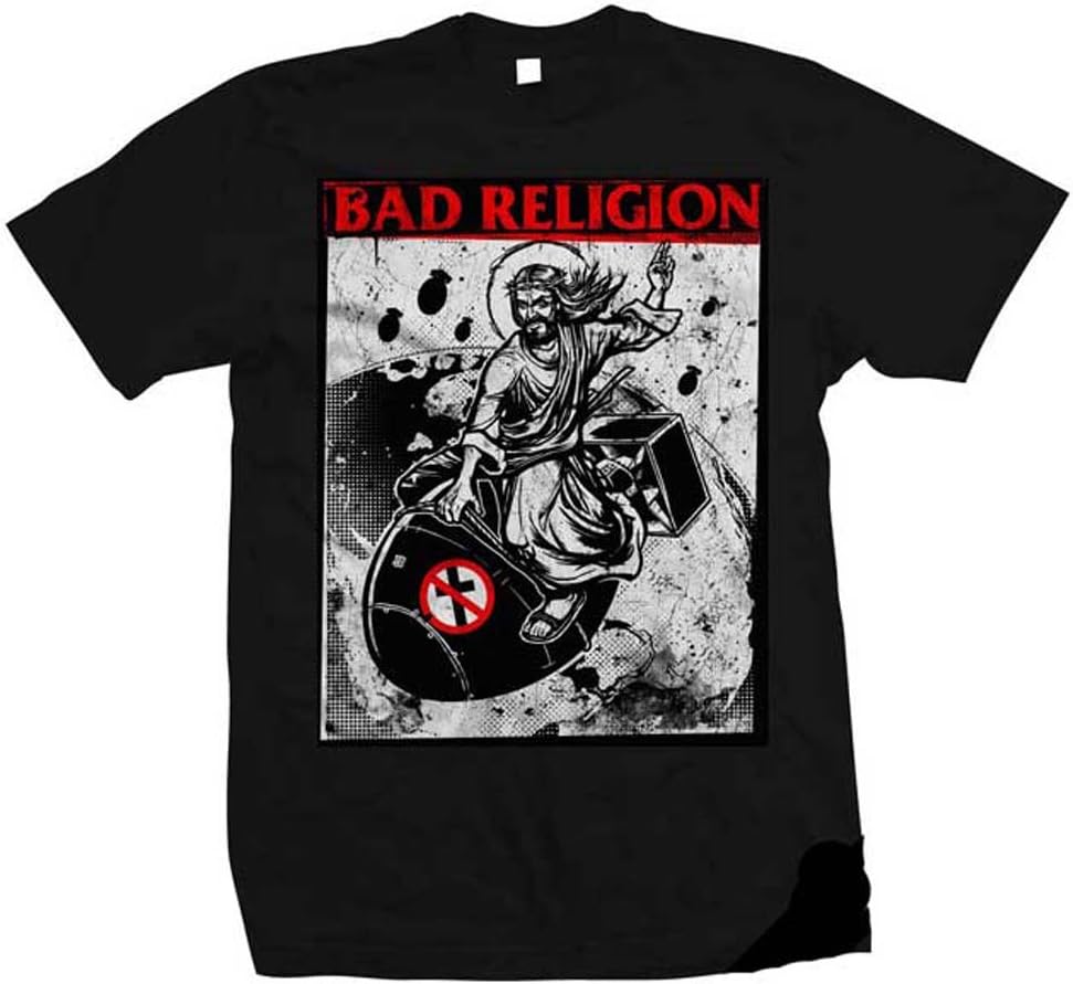 Bad Religion Atomic Jesus Adult T-Shirt Black Large) S