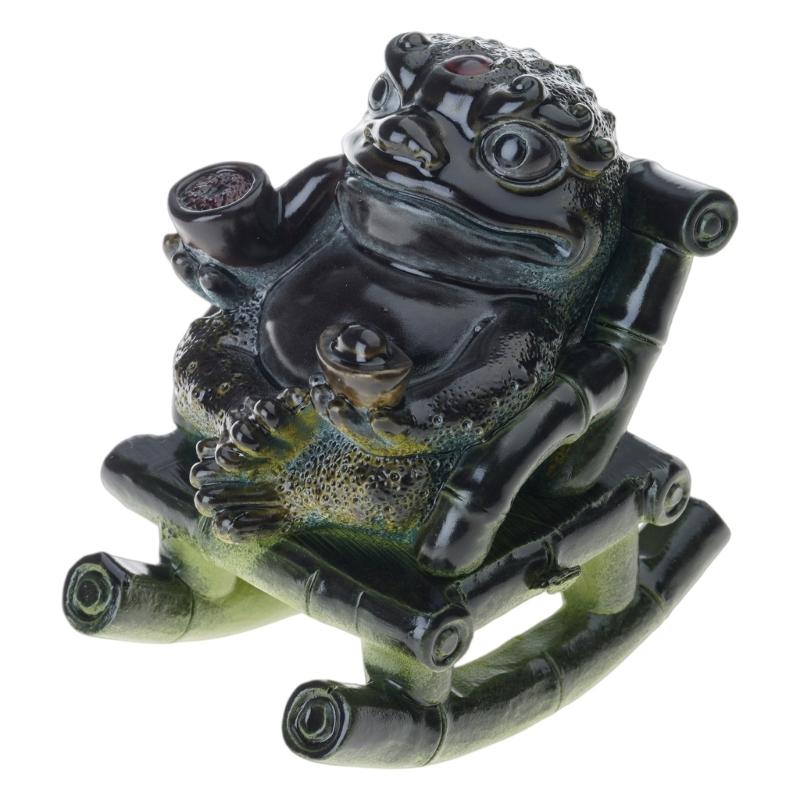 

Resins Rocking Chair Frogs Teas Pet With Exquisites Craftsmanship Temperature Sensitive Color Changing For Home Decors зелений