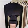 Módní pletený dámský svetr s polovičním rolákem a dlouhým rukávem, nový na začátek podzimu, slim fit pulovr, ležérní, jednoduchý, elegantní, tenký, spodní díl