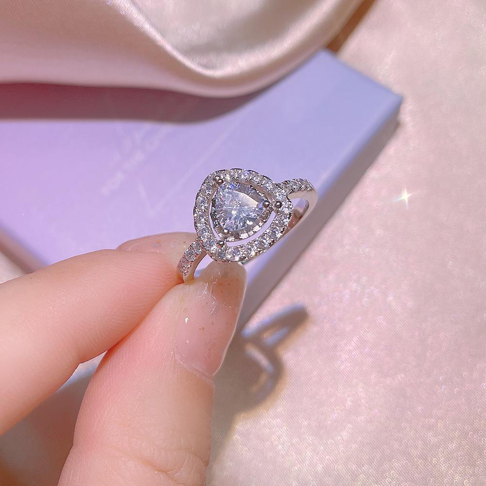 Exquisiter Damen Zirkon Ring Glänzender AAAA Zirkon Geometrischer Ring Silber Damen Party Schmuck Hochzeit Brautschmuck Ring