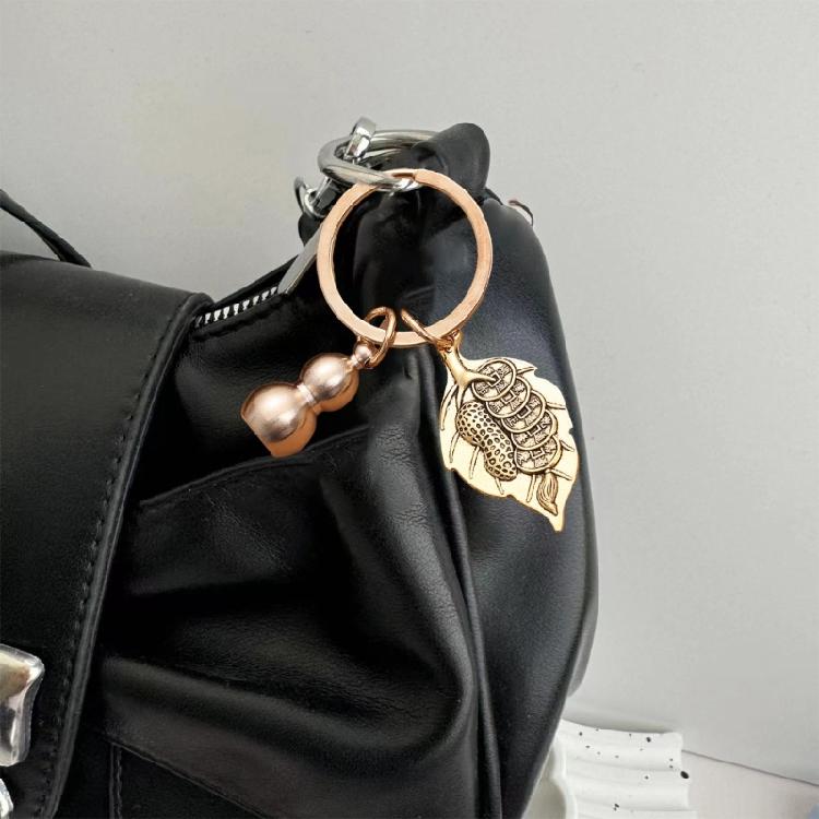 Practical Sturdy Brass Gourd Keychain With Hollow Designs Easy To Use Portable for Keys or As Bag Accent Accessory