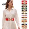 Geometric Hollow Metal Buckle Belt 75cm Women's Elastic Waist Belt, Wide Stretch Fashionable with Slimming for Daily Commute Buckle, Dress Corset