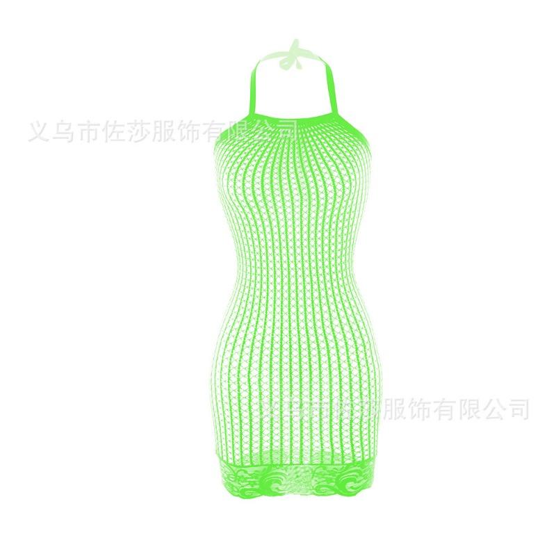 Sexy Neck Lingerie Women's Hollowed-out Tight Mesh, Burst Breasts, Perspective Hip Skirt, Uniform Temptation