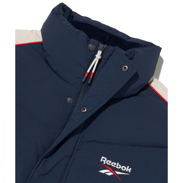 Reebok Color Block Stand Collar Zipper Long Sleeve Down Jacket Unisex Outerwear Navy-Blue REJU4FD54N3