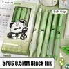 5PCS/Set Cartoon Soft Grip Pocket Pen Press Type Quick Drying Gel Pen ST Tip 0.5mm Black Ink Ballpoint Pen Gift