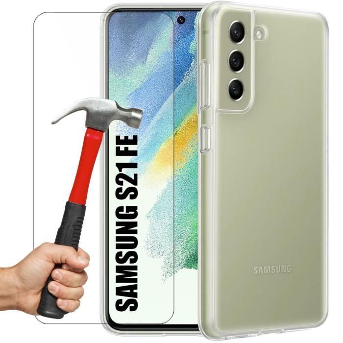 Coque et 2 Verres Trempés - Booling - pour Samsung S21 FE - Transparent - Ultra Slim - Antichoc
