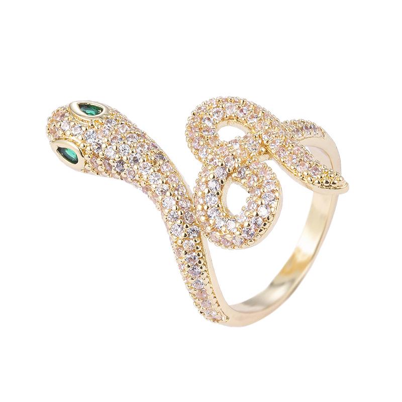 Exquisiter Zirkon-Schlangenring mit grünen Augen: Vielseitiger Indexfinger Schmuck für Damen aus reinem Kupfer