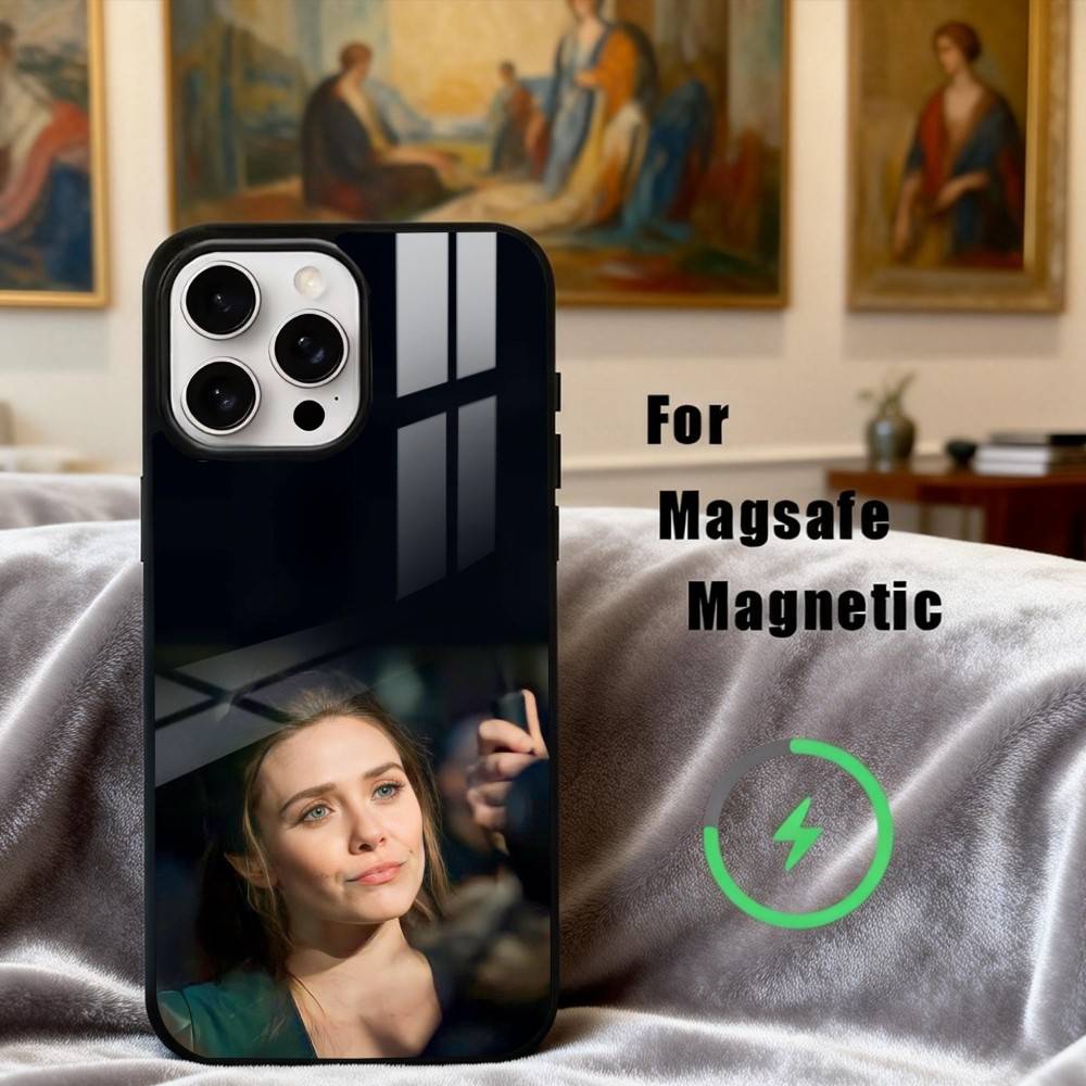 E-Elizabeth O-Olsen Actress Phone Case For iPhone17,16,15,14,13,12,11 Plus,For Magnetic Wireless Charge Cover