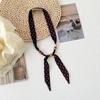 Korean Style Leopard Print Beaded Long Narrow Scarf For Women Summer
