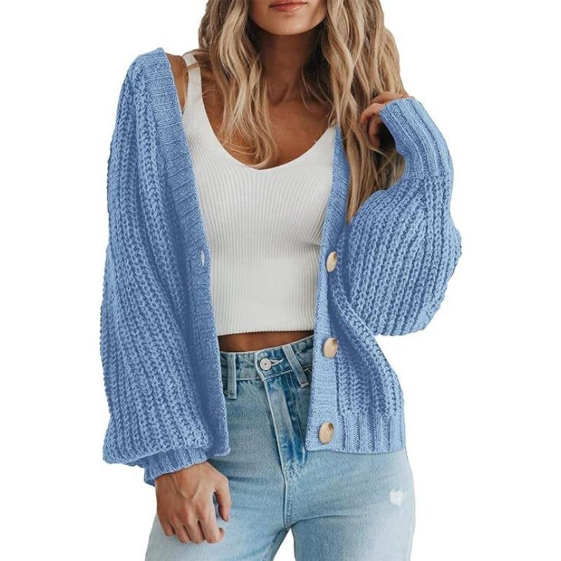 Women S Thick Knit Open Front Cardigan Long Sleeve Button Loose Short Coat