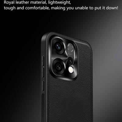 Für Oppo Reno14 Pro 5G (Global) Hülle PU+TPU+PC Handy-Rückseite mit Metall-Linsenrahmen