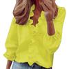 Tooxika New Large Size Women's Long Sleeve Tops V-neck Solid Color Ruffled Shirt