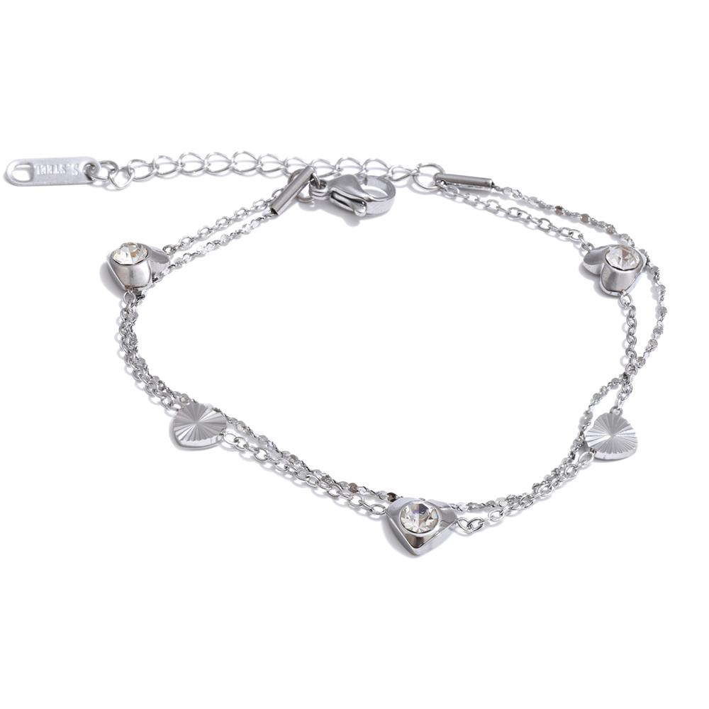 

Yhpup New Arrivals Stainless Steel Zirconia Heart Chain Bracelet Bangle Delicate Fashion Aesthetic Jewelry Recommend
