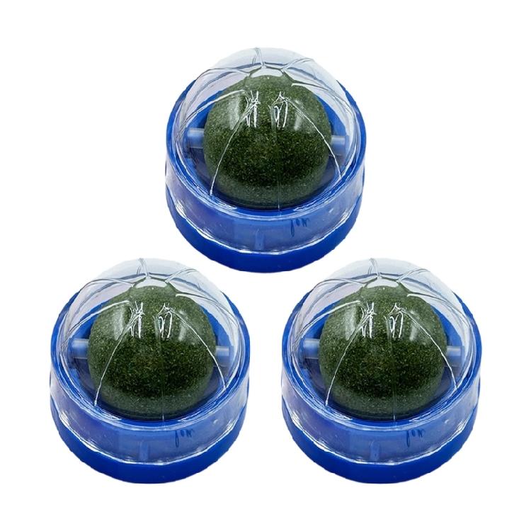 

3Pack Cats Entertainment Catmint Toy Rotating Teaser Balls For Indoor Boredom Cats Stress Reduce and Teething Chewing Fun синій