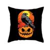 Home Decor Halloween Cushion Cover Skull Cat Scary Pumpkin Bat Castle Print Square Pillowcase Party x Funda de almohada