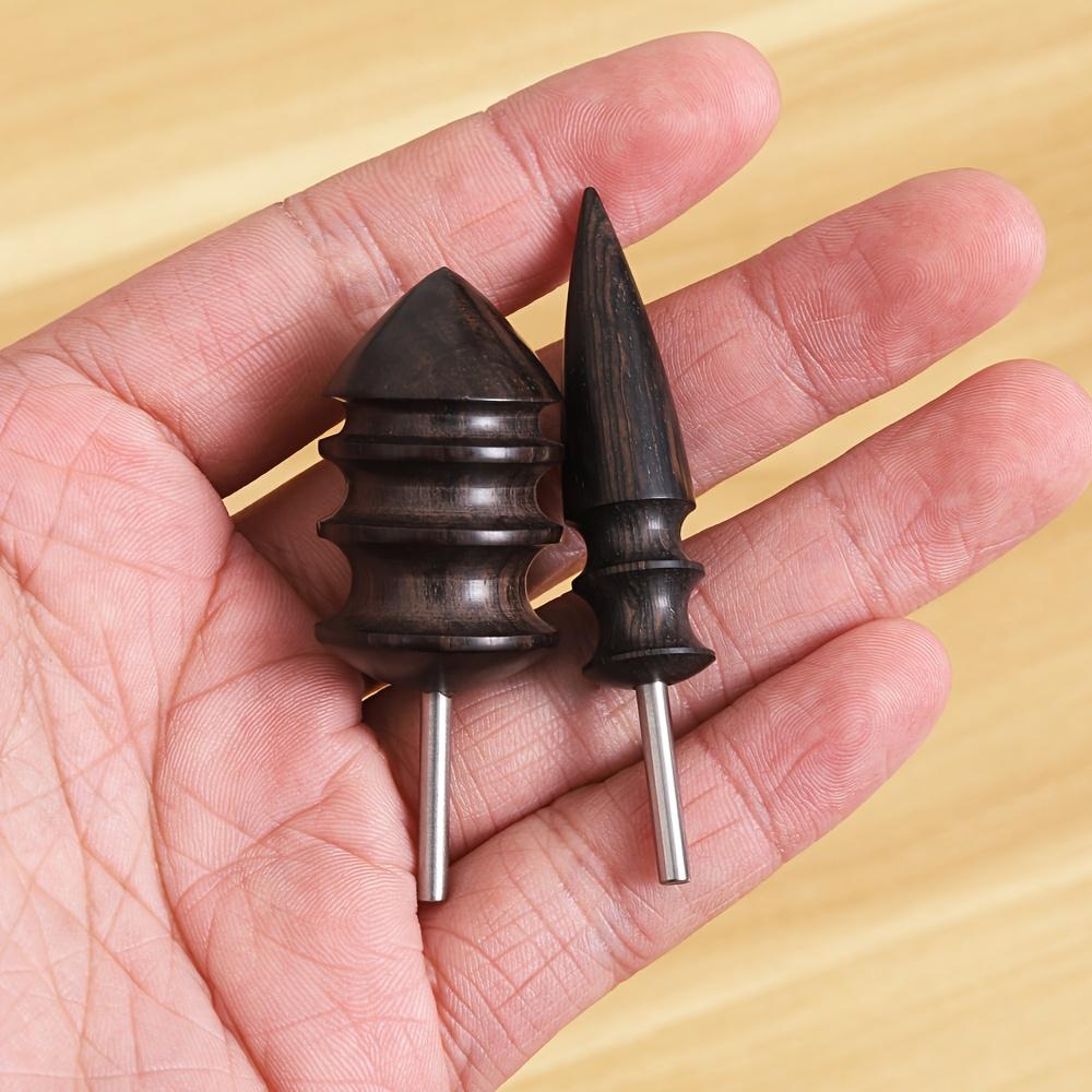 2-teiliges Set Spitzes Leder-Brennwerkzeug, Schwarzes Ebenholz Lederhandwerk Kanten-Brennwerkzeug, Elektrisch Polierte Spitze Kopf DIY