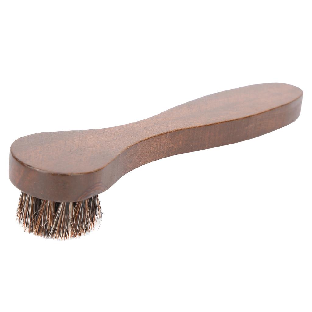 Horsehair Shine Shoes Brush Wood Handle Leather Shoes Polish Shine Applicator Brush