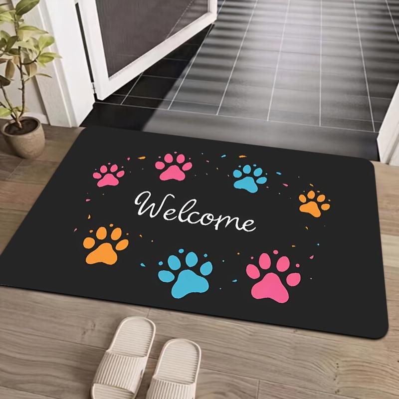 Entrance Entrance Non Slip Wear Resistant Easy To Clean Floor Mat Cute Cartoon Pet Paw Prints Welcome Mat Home Decor