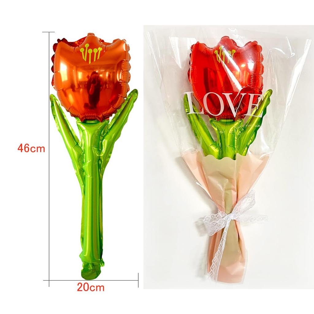 Mainiusi Flower Handheld Balloon Set 12 Pieces Roses Marguerite Sunflowers Tulips Event Decorations Birthday Party Festival Summer Cultural School