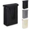 45L Foldable Cotton Linen Laundry Hamper with Lid and Sturdy Handles