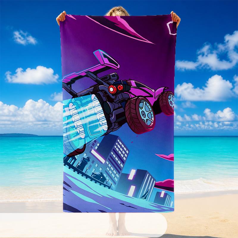 Quick Dry Beach Towel Rocket League Pattern, Lightweight Absorbent Towel for Pool Beach Vacation Use